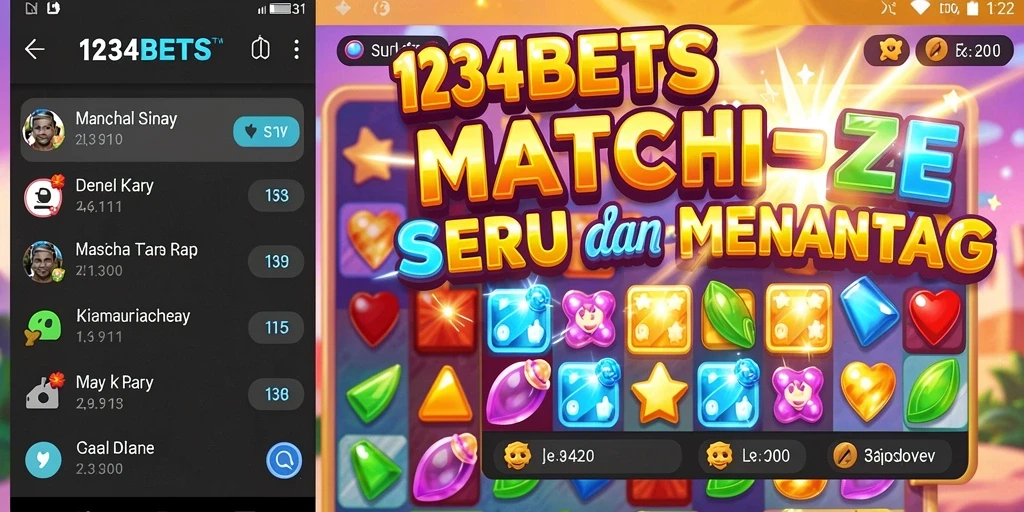 Tampilan gameplay seru dari 1234BETS yang menampilkan tantangan Match-3.