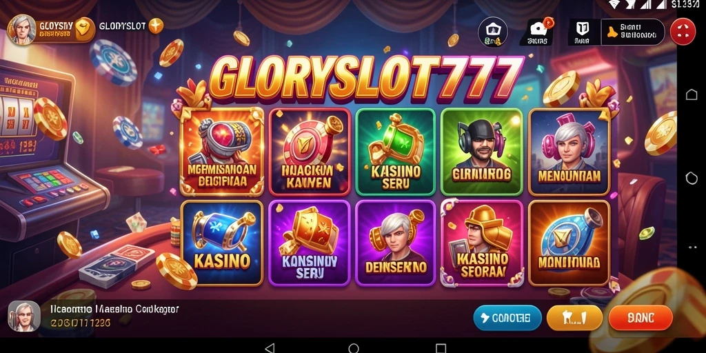 Tampilan gameplay seru di GLORYSLOT777 yang menampilkan suasana kasino.