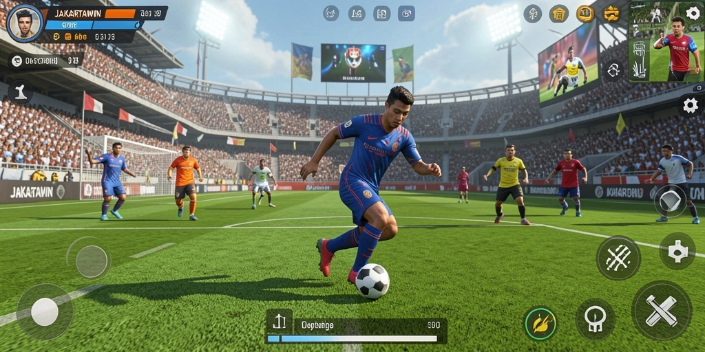 Gameplay seru JAKARTAWIN dengan aksi olahraga yang mendebarkan.