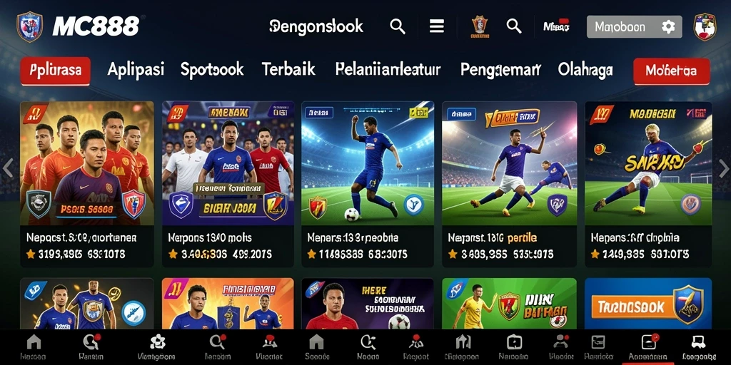 Tangkapan layar utama MC888 menampilkan antarmuka taruhan yang dinamis.