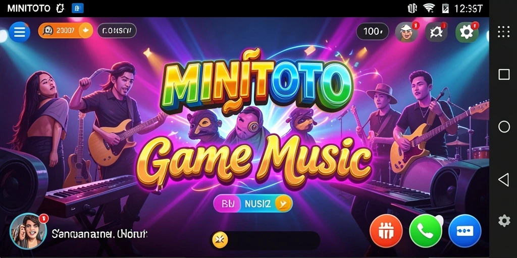 Screenshot gameplay MINITOTO yang menampilkan aksi musik penuh warna.
