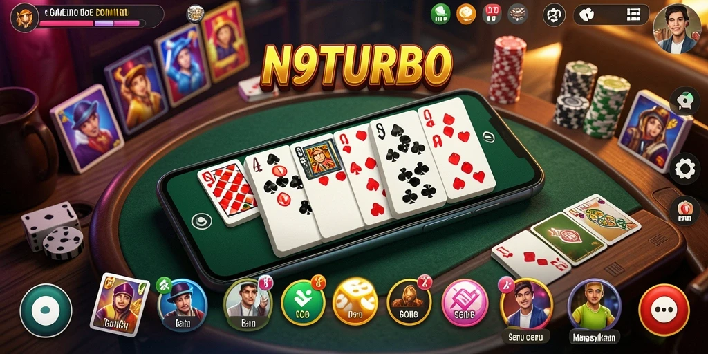 Screenshot gameplay N9TURBO yang menampilkan aksi seru permainan domino.