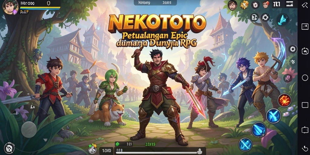 Tampilan gameplay menarik dari NEKOTOTO saat melawan monster.