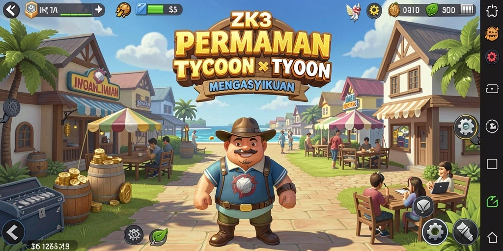 Tangkapan layar ZK3 menampilkan gameplay Tycoon yang seru dan menarik.
